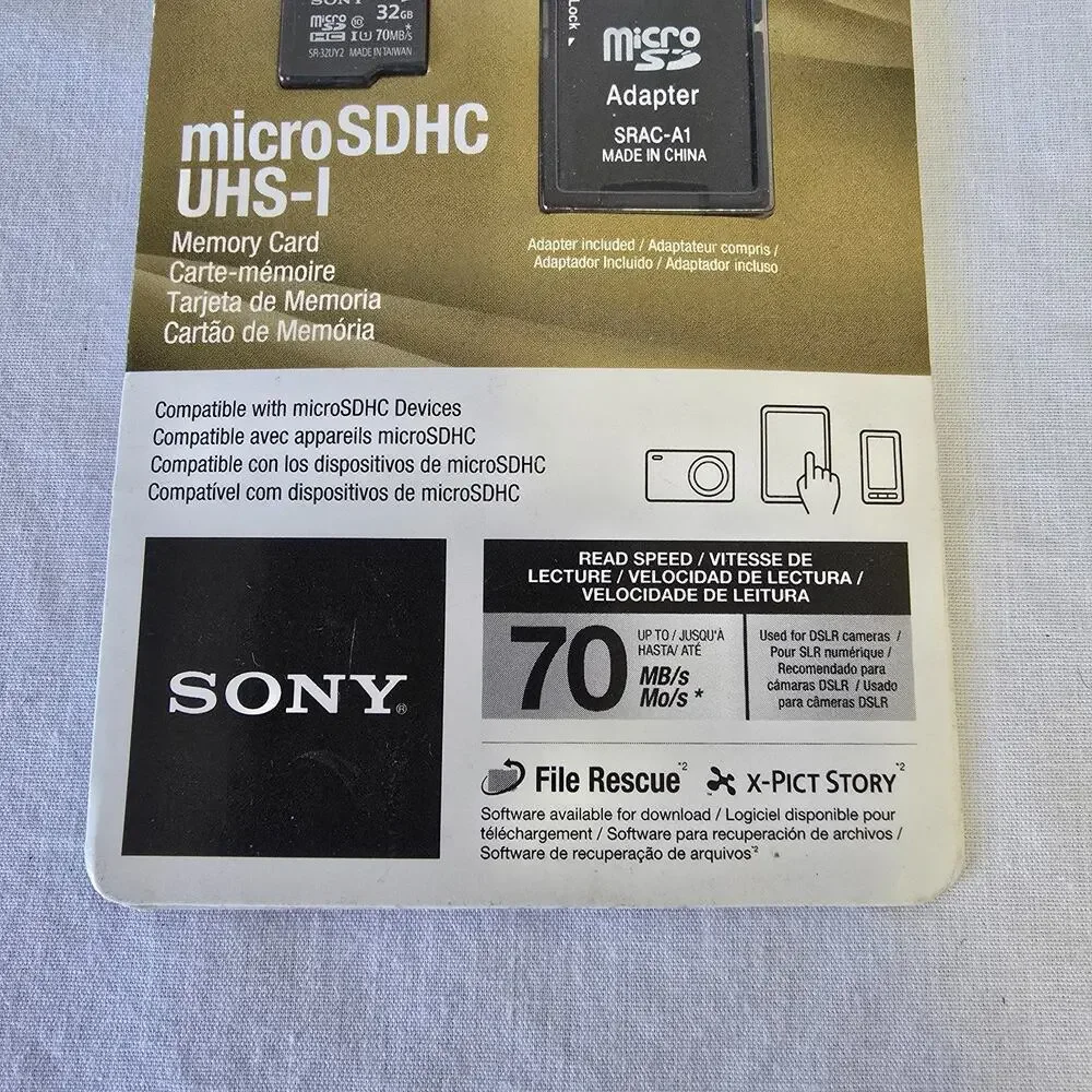 Sony Micro SDHC UHS-I Memory Card 32GB w/ Adaptor New Sealed